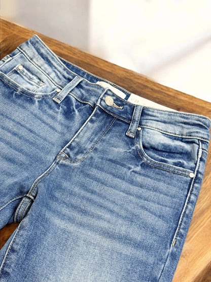 Addison Mid-Rise Straight Cuffed Jeans