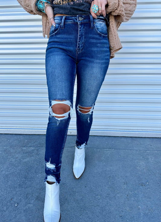 Sara Sage Distressed Skinny Jeans