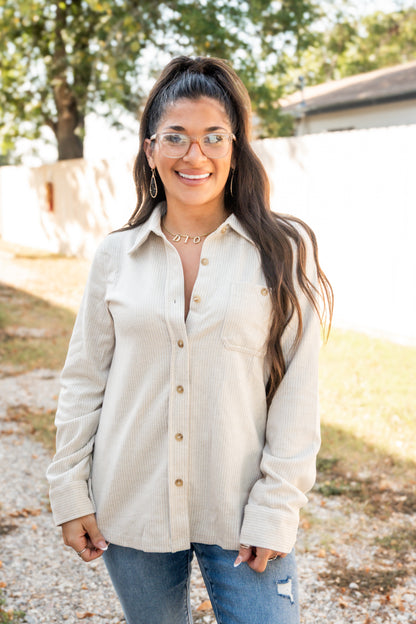 Prescott Stripe Button-Up Top