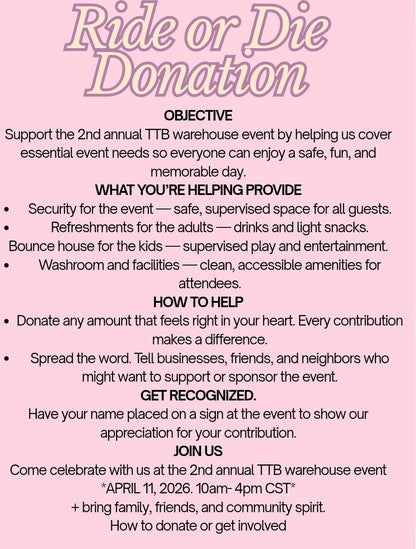 TTB Ride or Die Donation