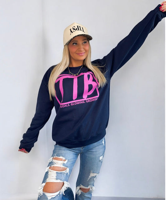 Navy/Hot Pink TTB Basic Logo Crewneck