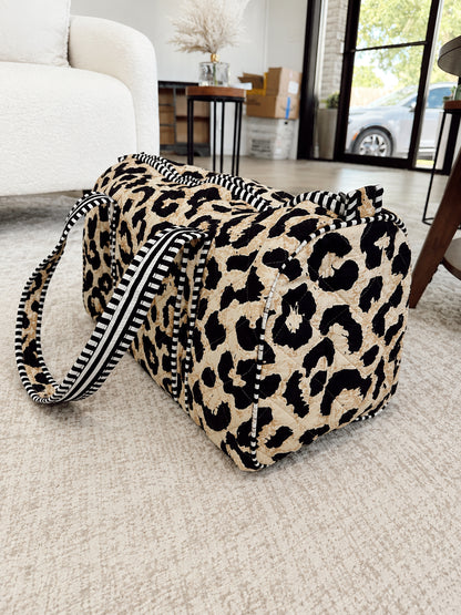 Leopard Quilted Duffle Bag
