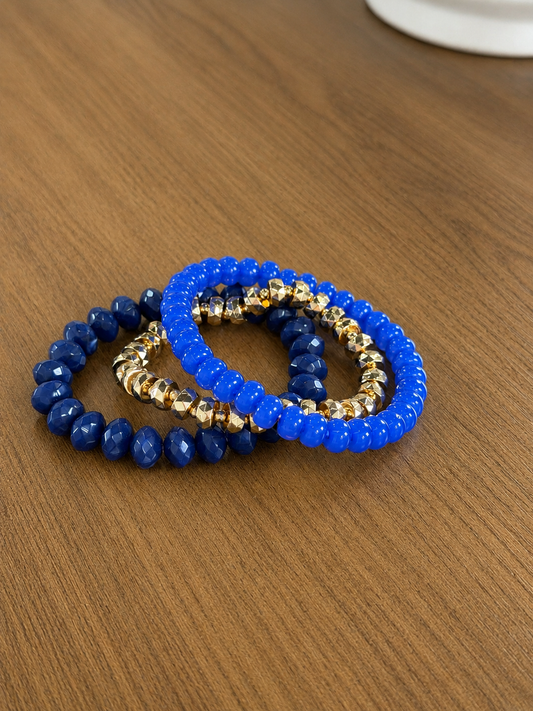 Blue &Gold 3-Piece Bracelet Set