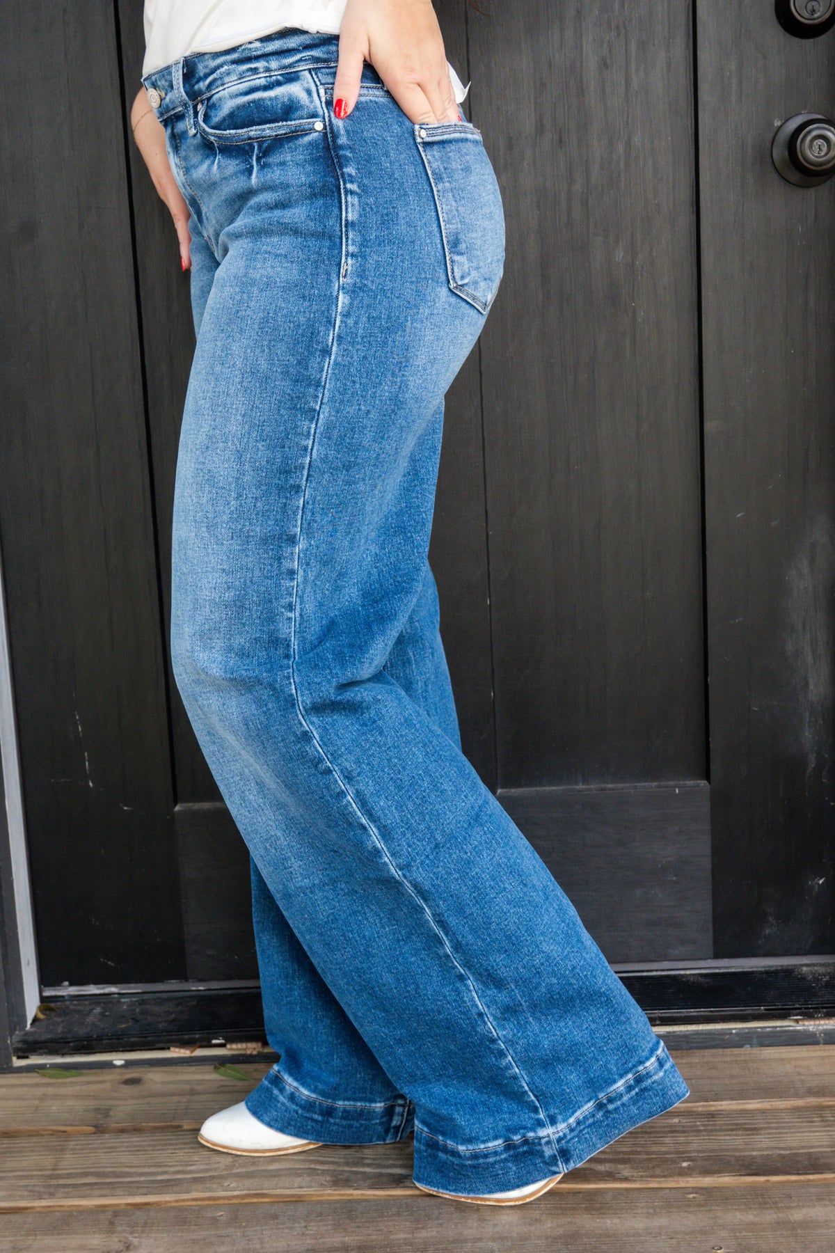 Everly Mid Rise Trouser Style Jeans