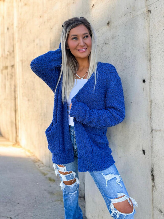 Cozy Pop Textured Cardigan Top
