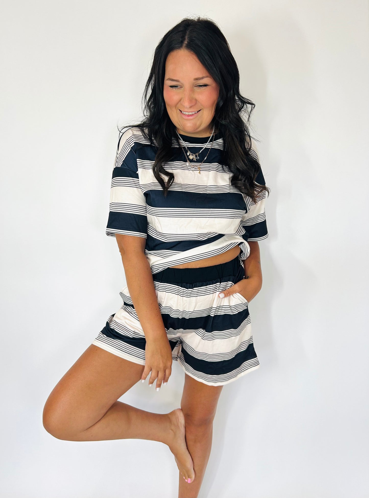 Stripe Me Up Two Piece Short Set