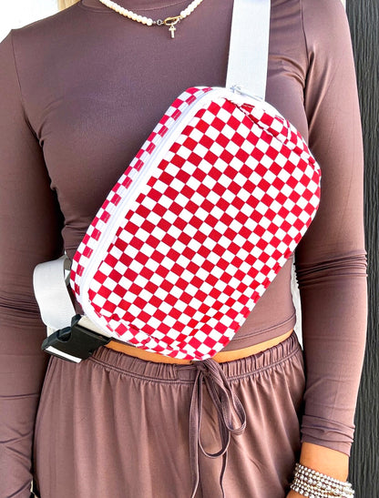 Fierce Red Checkered Crossbody Bag