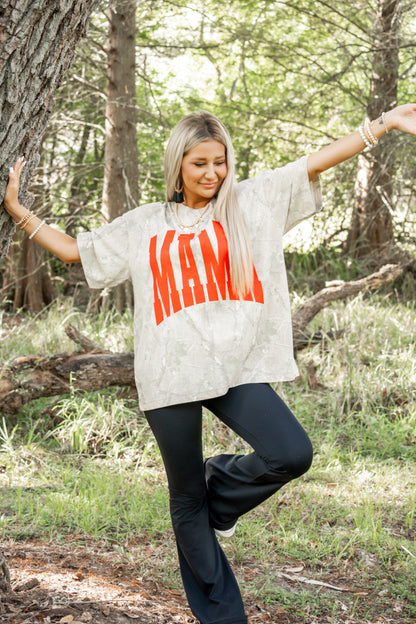 Red MAMA Camo Graphic T-shirt