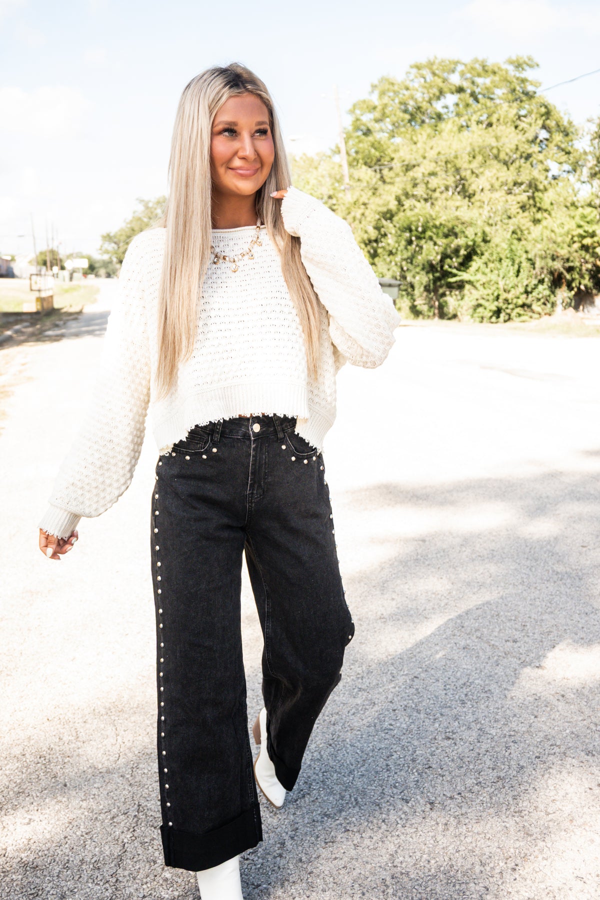 Monroe Textured Sweater Top
