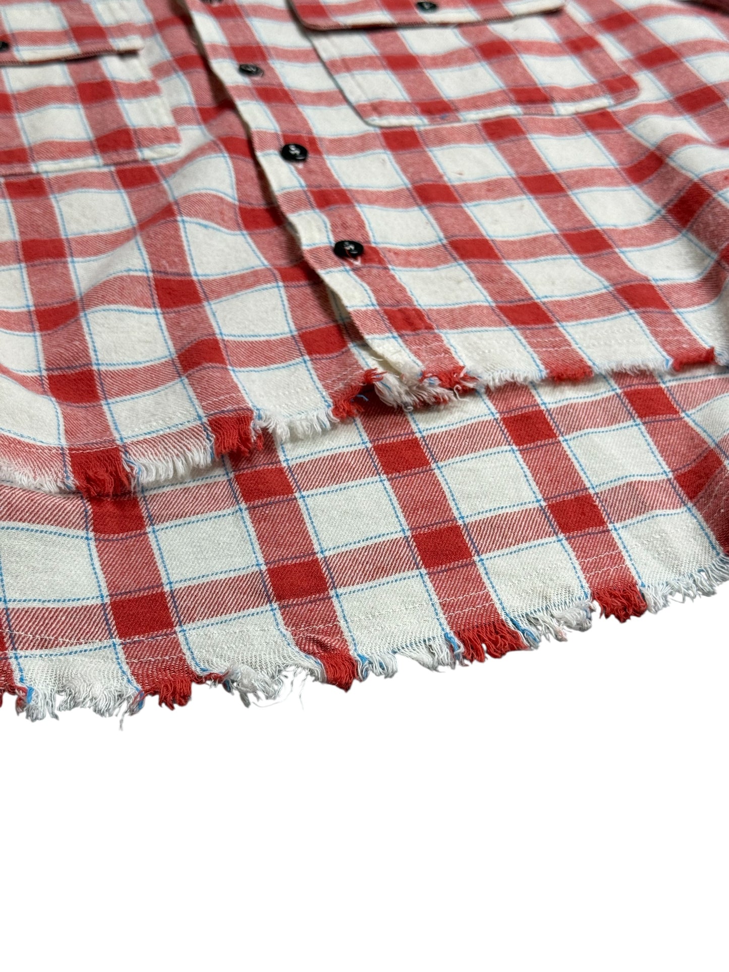 Frayed Edge Plaid Button Down Top