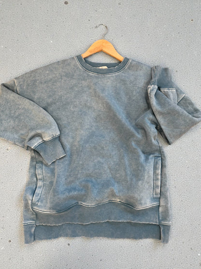 Hold Me Tight Acid Wash Crewneck Top