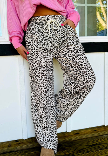 Lazy Leopard Drawstring Lounge Pants