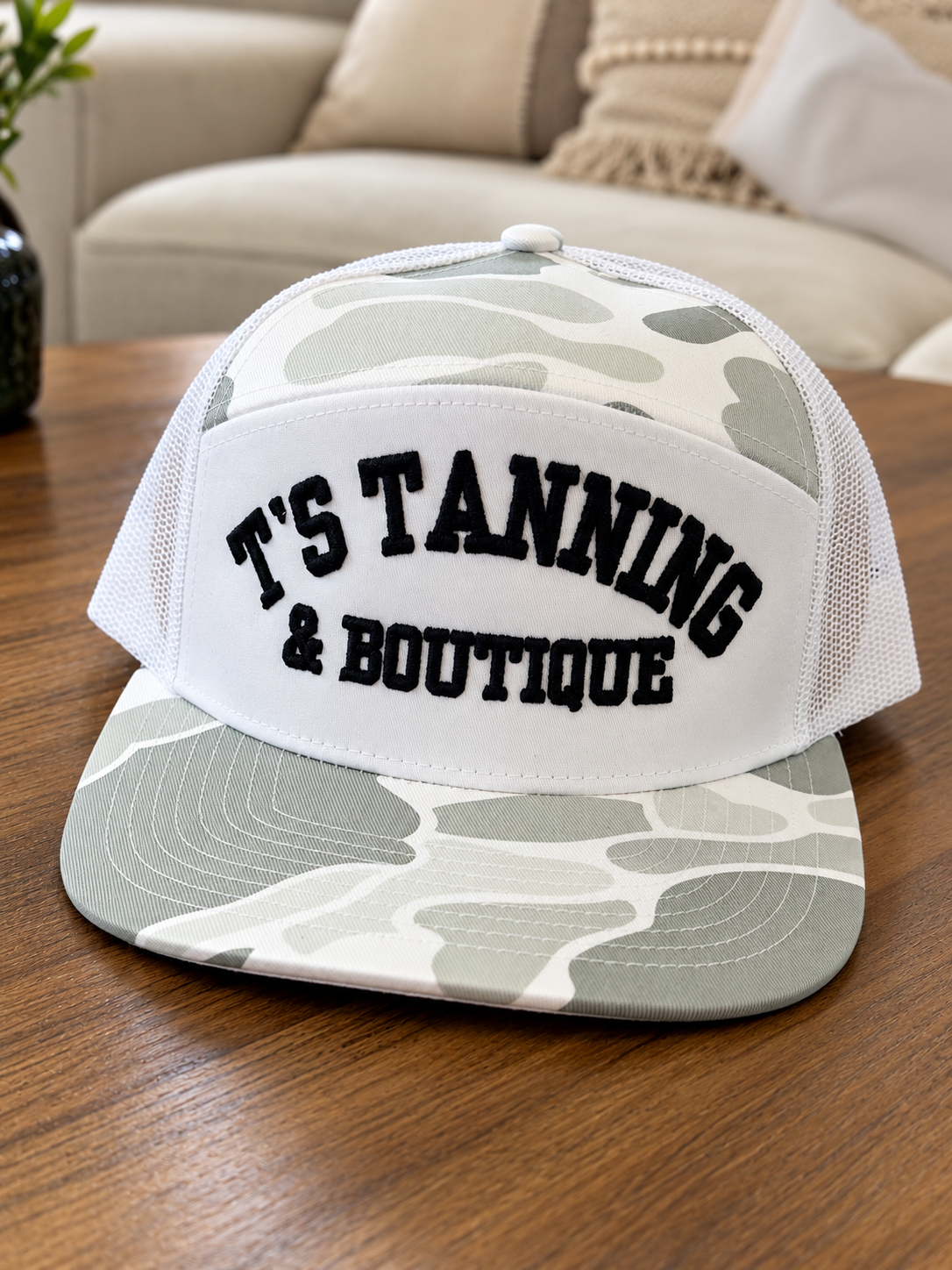 T's Tanning Men's White Camo Hat