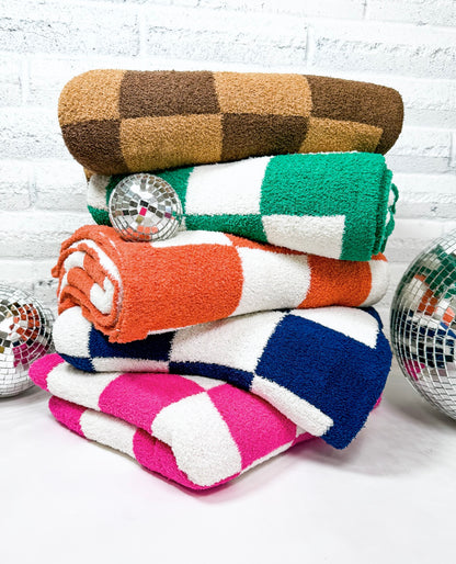 Straight Chillin Checkered Throw Blanket
