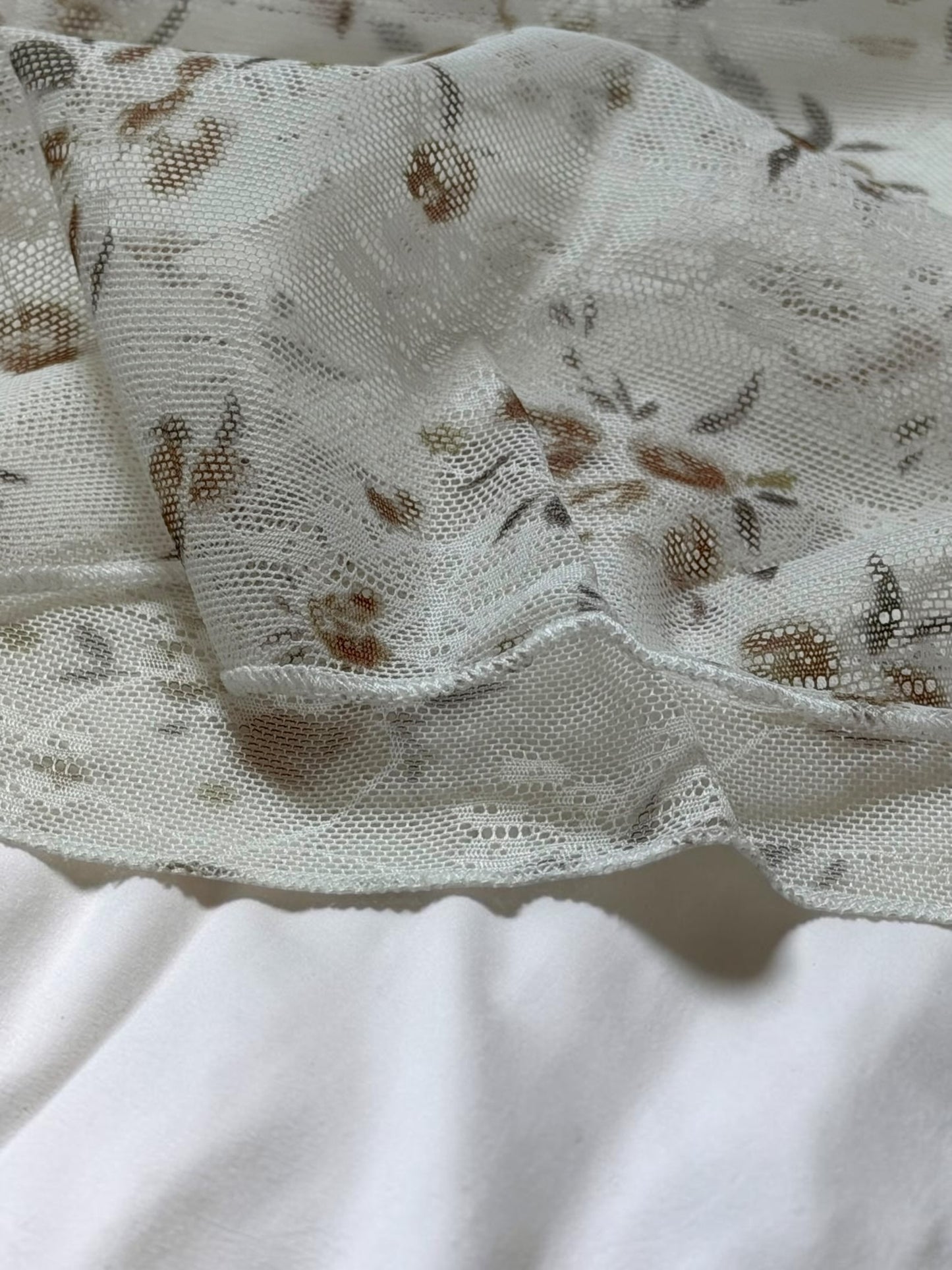 Sheer Floral Mock Neck Tee