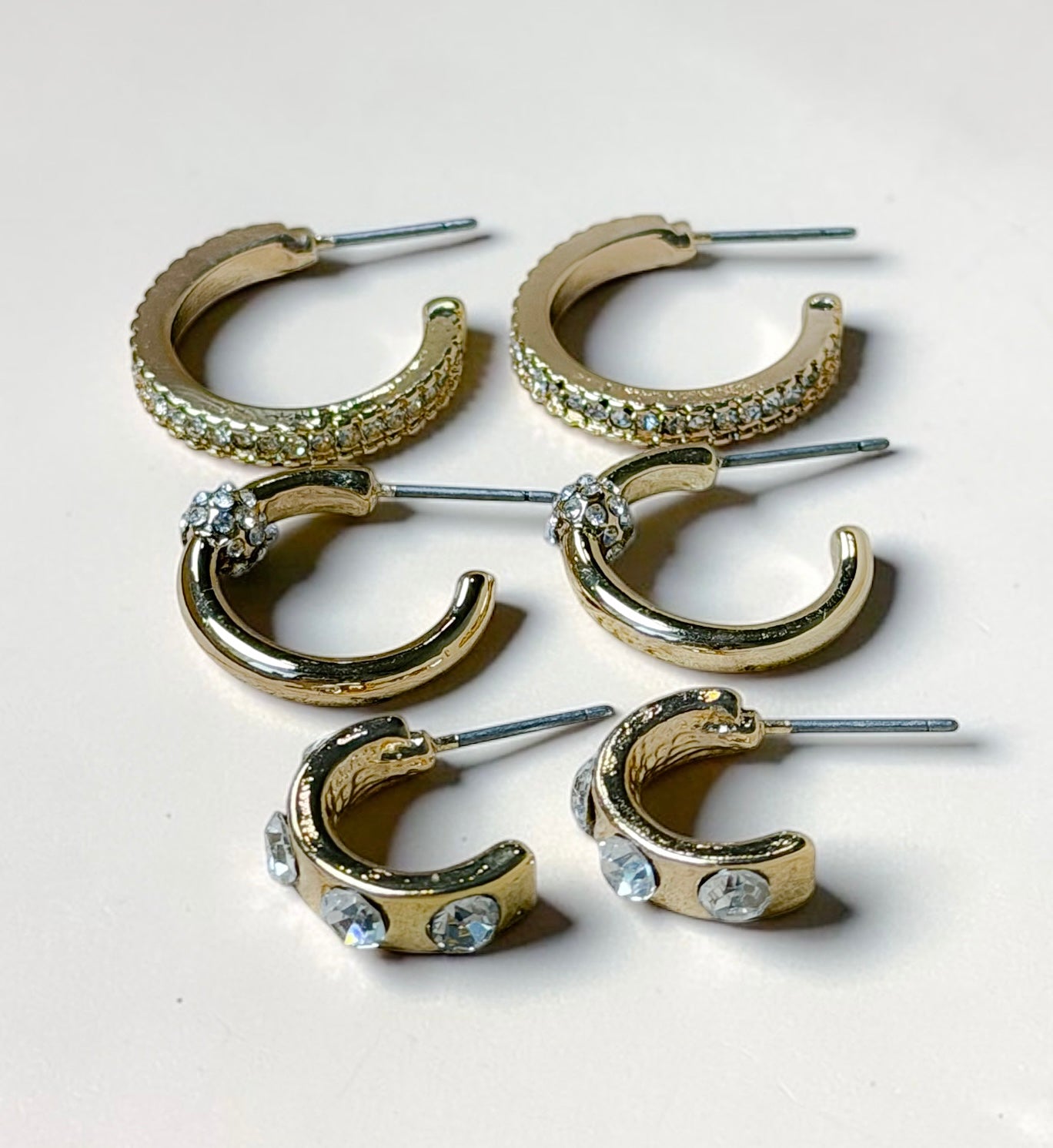 Gold-Tone Hug Hoop Trio Earing Set
