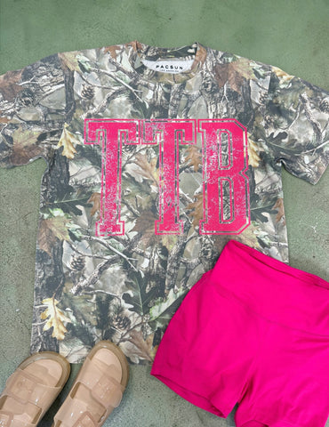 Hot Pink / Camo TTB Logo Graphic Top