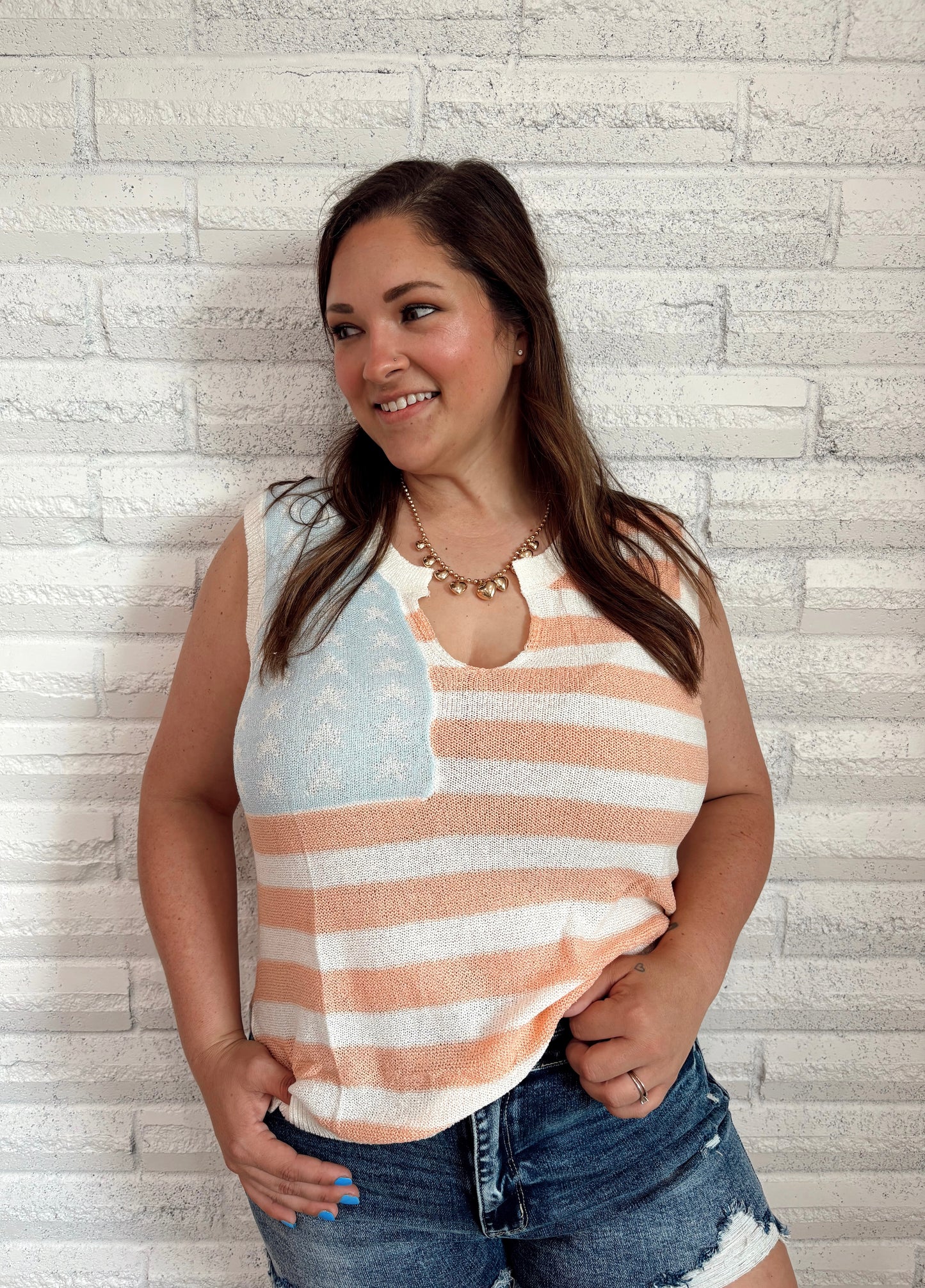 Welcome To The USA Loose Knit Top