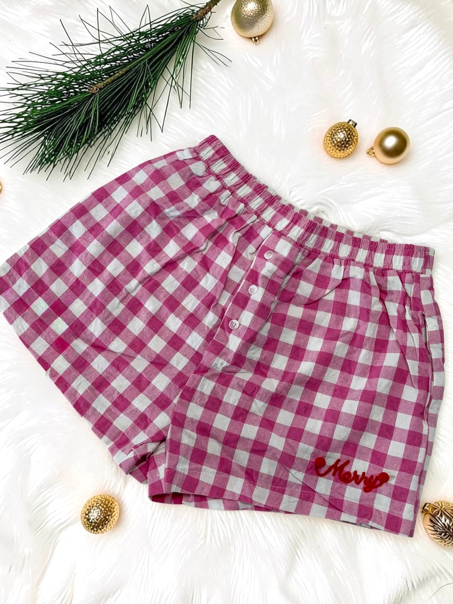 Cute Chic Pom Pom Christmas Boxer Shorts