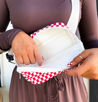 Fierce Red Checkered Crossbody Bag