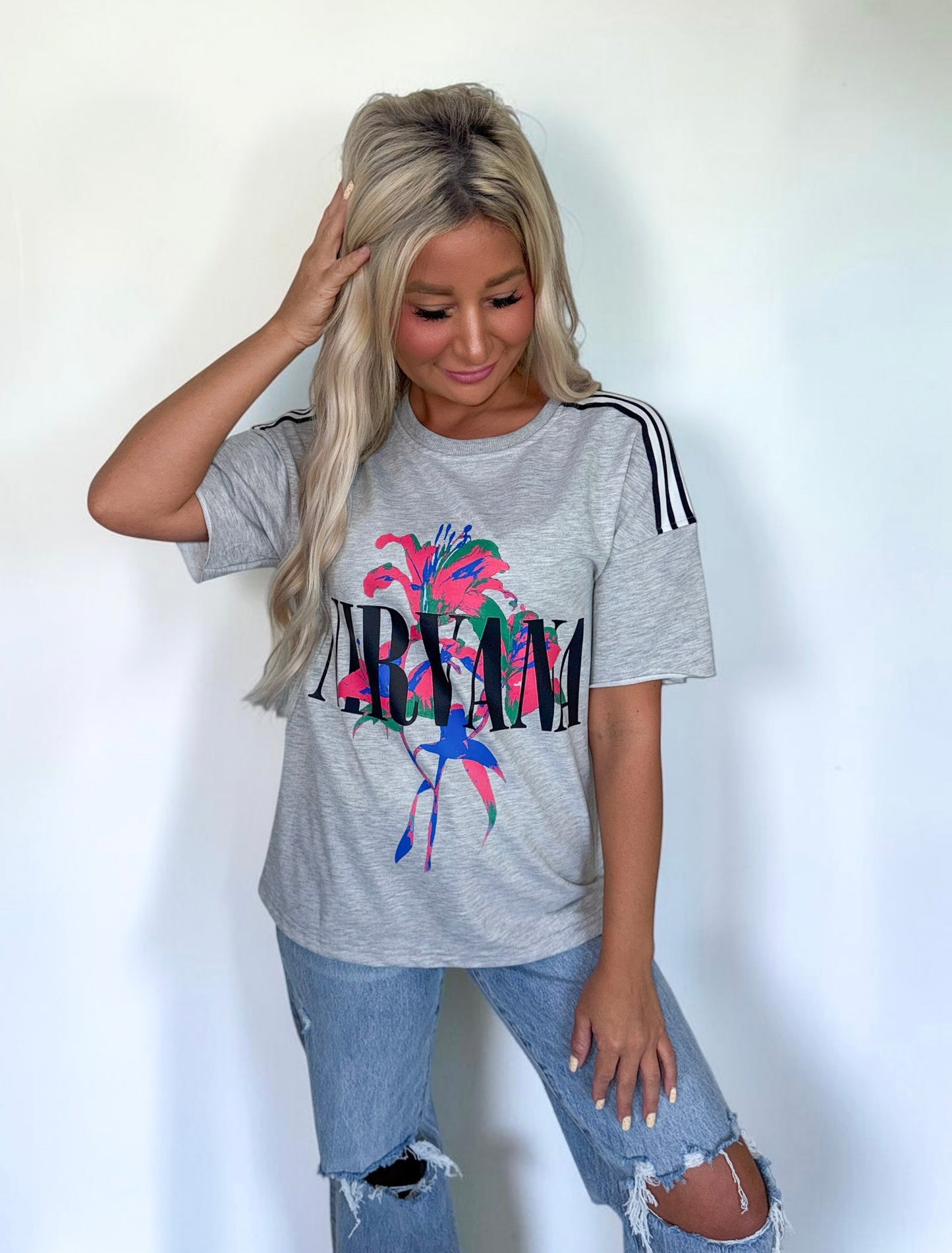 Raw Patch Oversized Tee Top