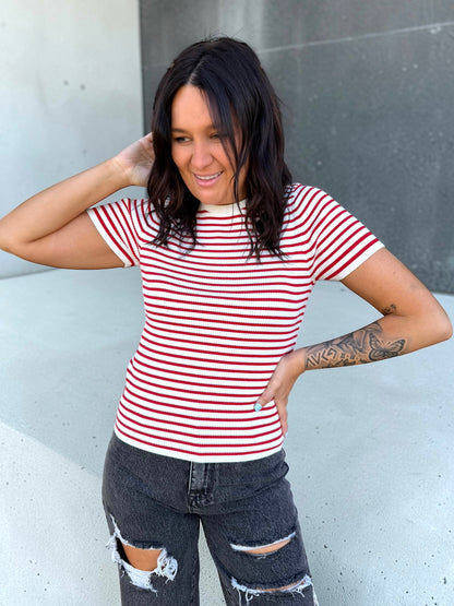 Refined Ribbed Stripe Top
