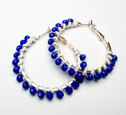 Blue And White Hoop Earrings