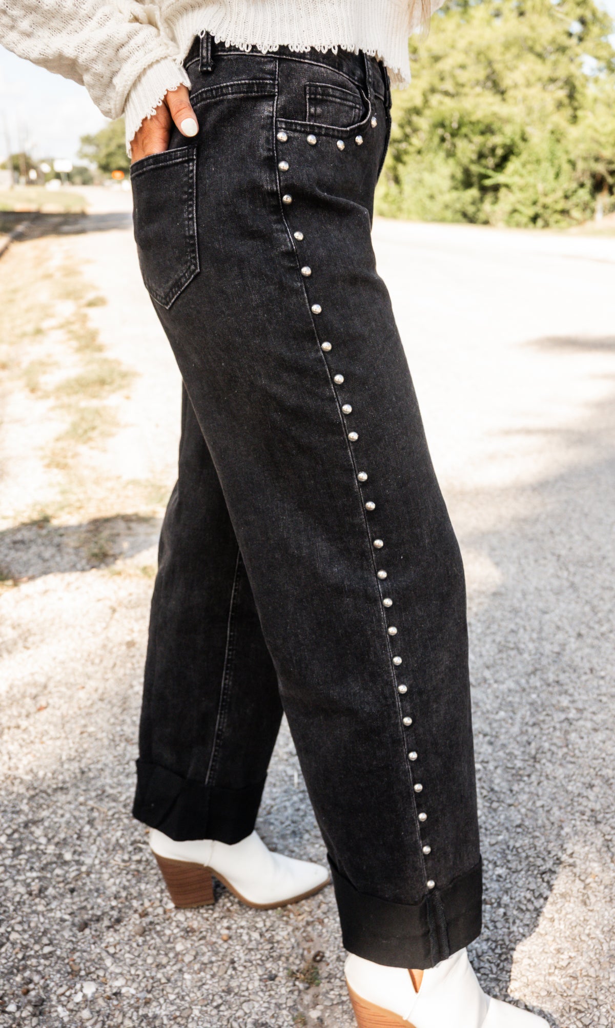 Reese Rebel Studded Black Denim Jeans
