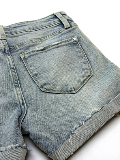 Serena Patch Light Wash Denim Shorts