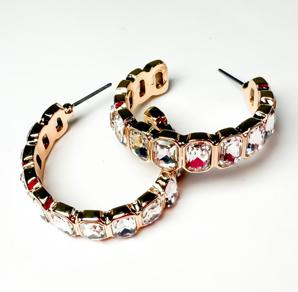Crystal Whisper Open Hoop Stud Earrings