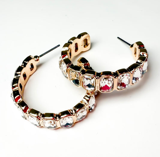 Crystal Whisper Open Hoop Stud Earrings