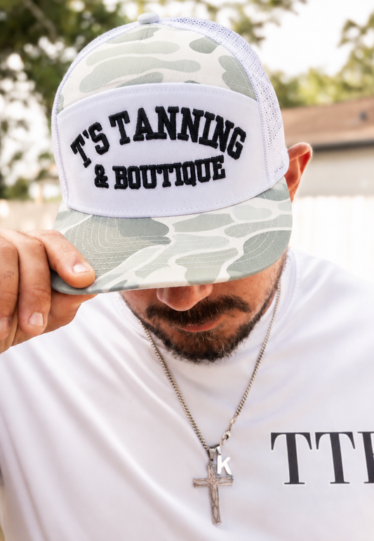 T's Tanning Men's White Camo Hat