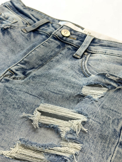 Serena Patch Light Wash Denim Shorts