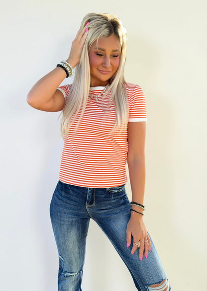 Modern Stripe Rib Tee Top