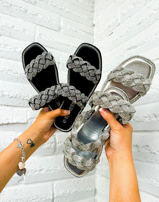 Be My Crush Sparkle Braided Sandals