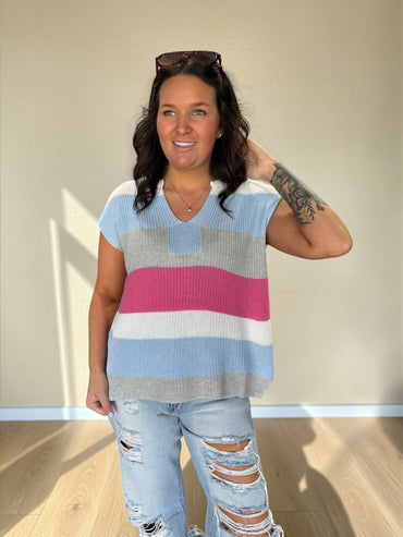 Easy Flow Striped Knit Top