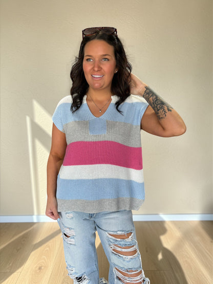 Easy Flow Striped Knit Top