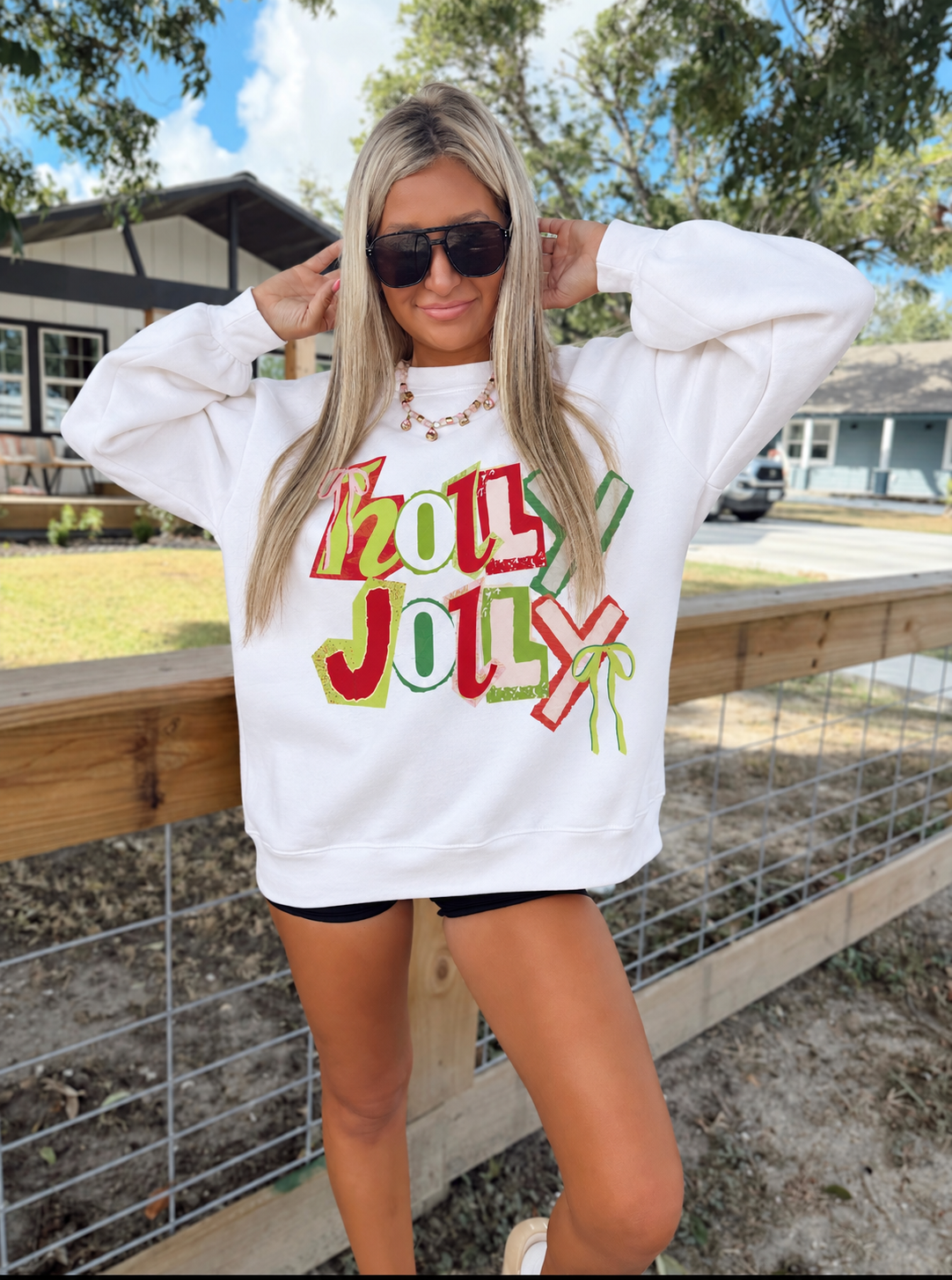 Scrap Book Jolly Jingle Time Graphic Crewneck Top