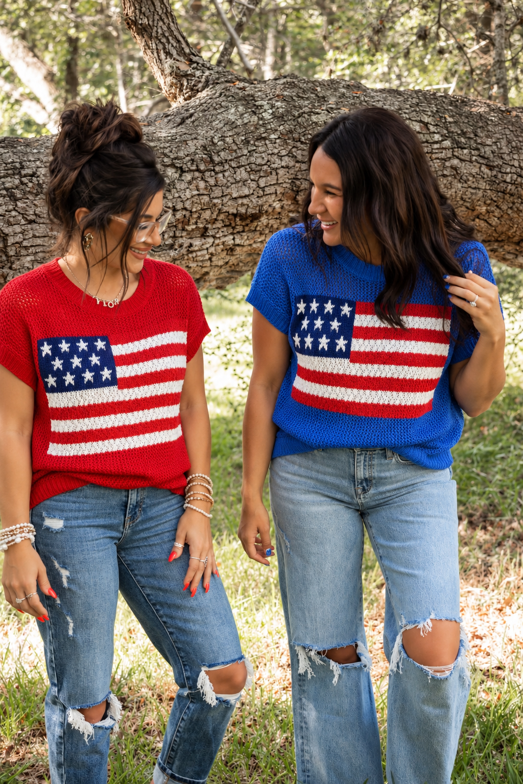 Star‑Spangled Sweater Tee Top