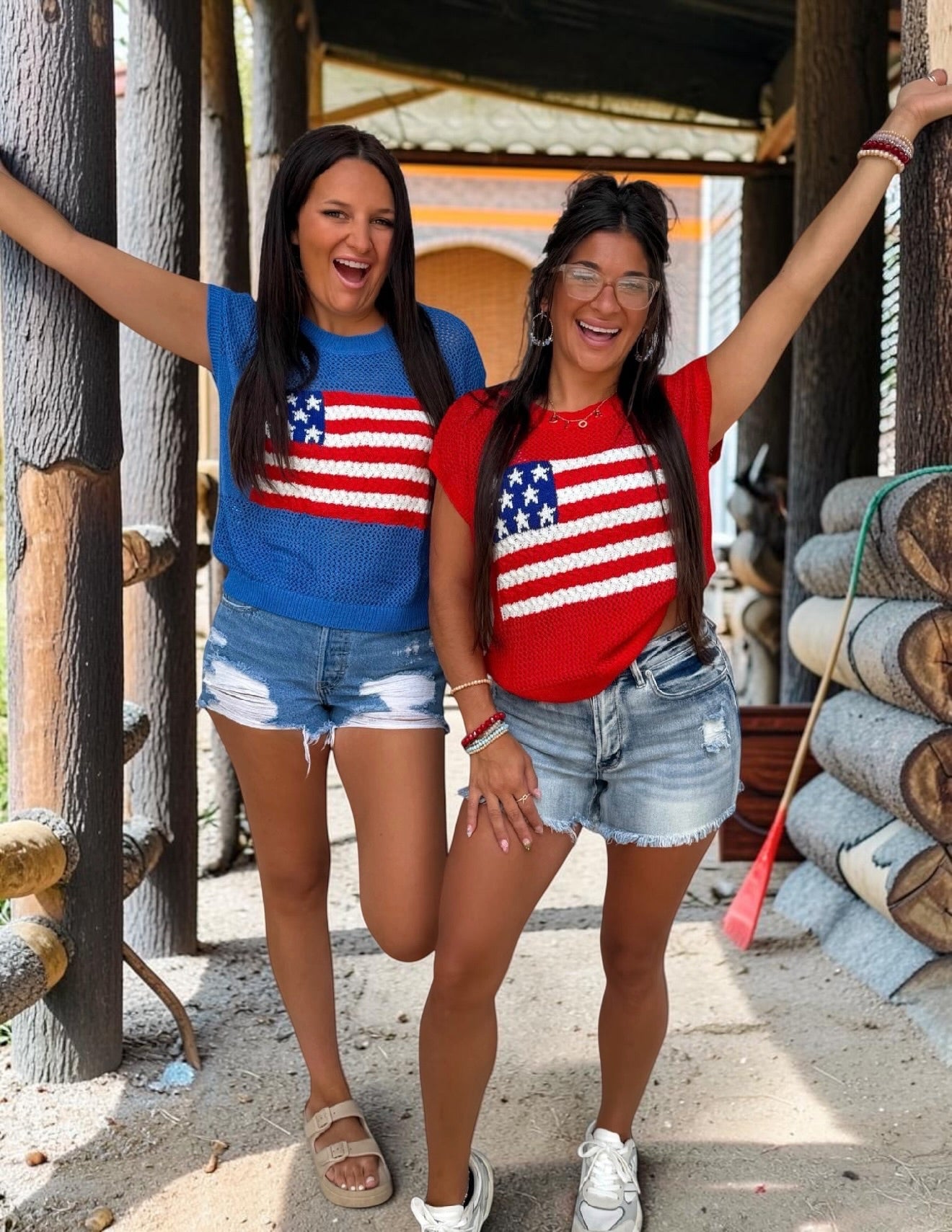 Star‑Spangled Sweater Tee Top