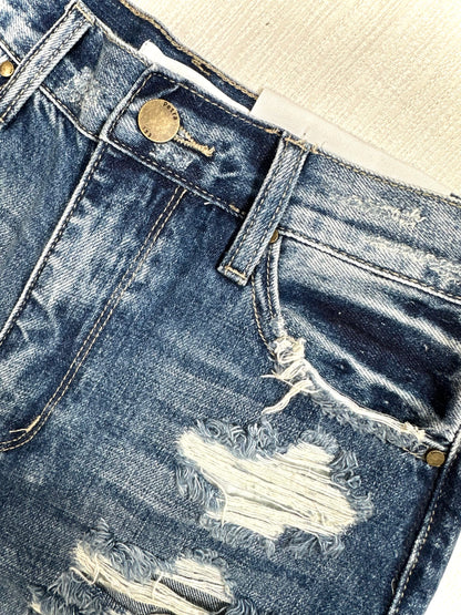 Alyssa High Rise Distressed Denim Shorts