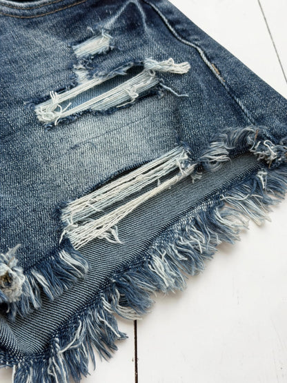 Jasmine Dark Wash Distressed Denim Shorts