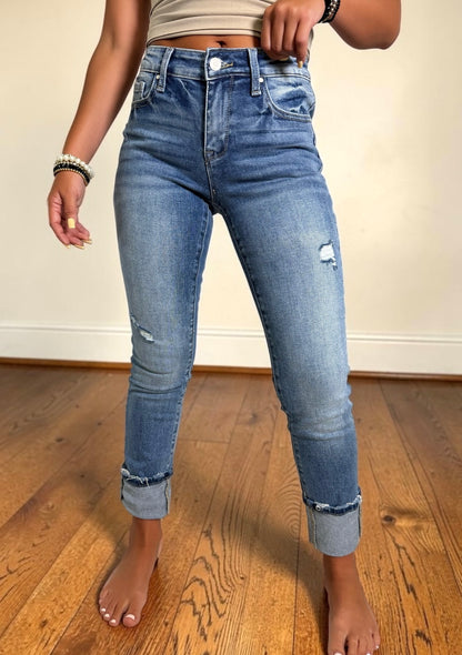 Juliet Slim Cuffed Straight Jeans