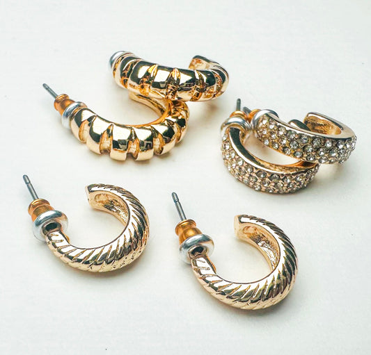 All That Glitters Trio Hoop Earrings