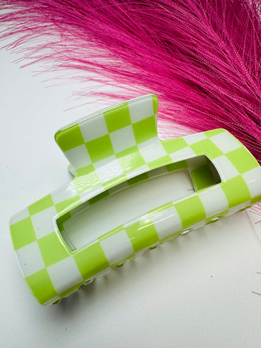 Checkered Print Mega Hold Claw Clip