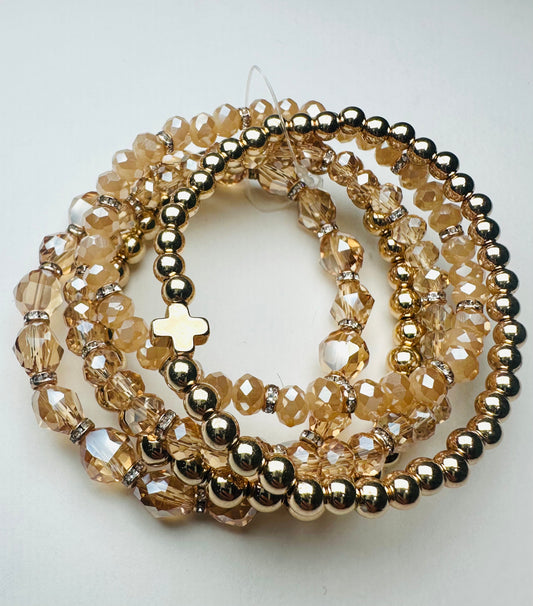 Amber Shades Beaded Bracelet Set