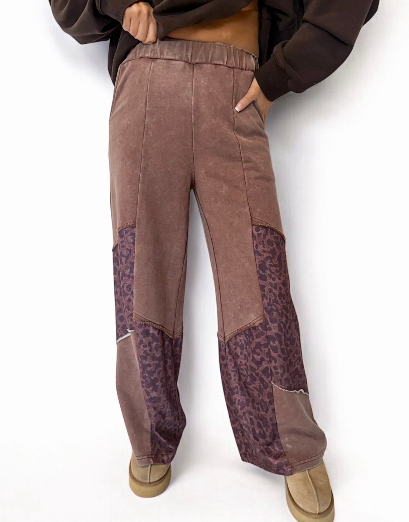 Wild Mocha Leopard Patchwork Pants