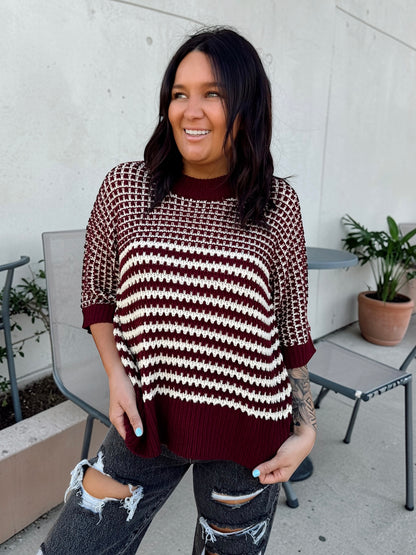 Crimson Drape Sweater Top
