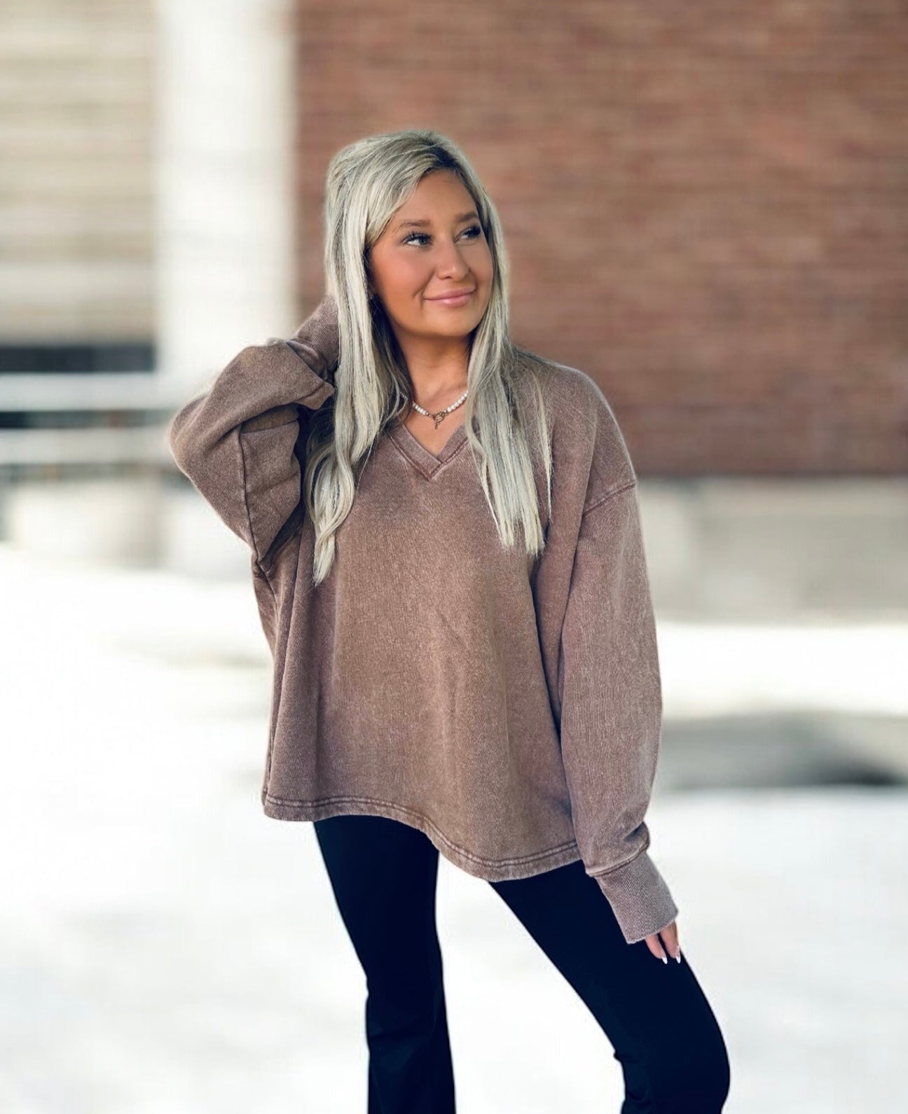 Raw Intentions Oversized V-Neck Sweater Top