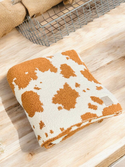 Cozy Corral Cow Print Throw Blanket
